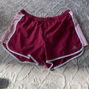 Adidas Women's Burgundy and Light Pink Athletic Shorts